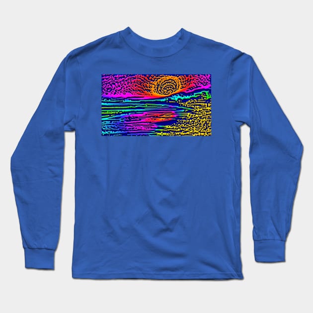 Crazy California Sunset Semi-Abstract Artwork Long Sleeve T-Shirt by SeaChangeDesign